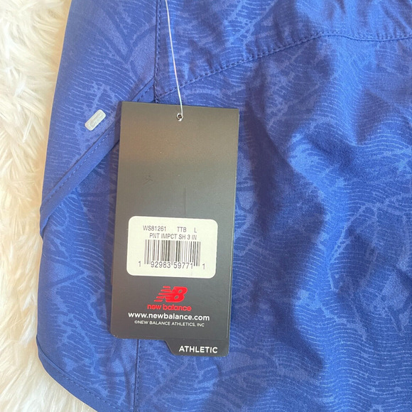 New Balance Womens Impact Running Shorts Large Blue Brief Lined Wicking Stretch - Picture 3 of 12